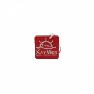 Porte clé flottant en mousse rouge avec le logo de KapMer